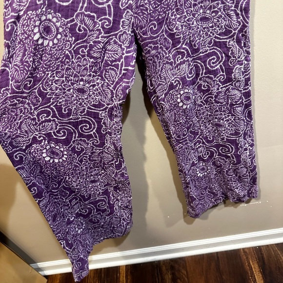 Free People Purple Floral Boho Funky Crossover Waist Wide Leg Pants - Picture 7 of 15